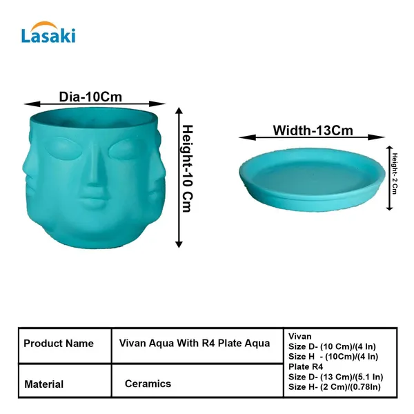 Vivan_Aqua_With_Plate_Aqua_R4_Ceramic_Pots_For_Indoor_Plants,Planters,Flower,Gamla,Outdoor(Pot-L-10_X_H-10_Cm,Plate-L-13_X_H-2_Cm)