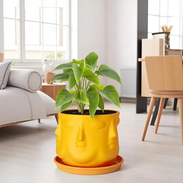 Vivan_Lily_With_Plate_Lily_R4_Ceramic_Pots_For_Indoor_Plants,Planters,Flower,Gamla,Outdoor(Pot-L-10_X_H-10_Cm,Plate-L-13_X_H-2_Cm)
