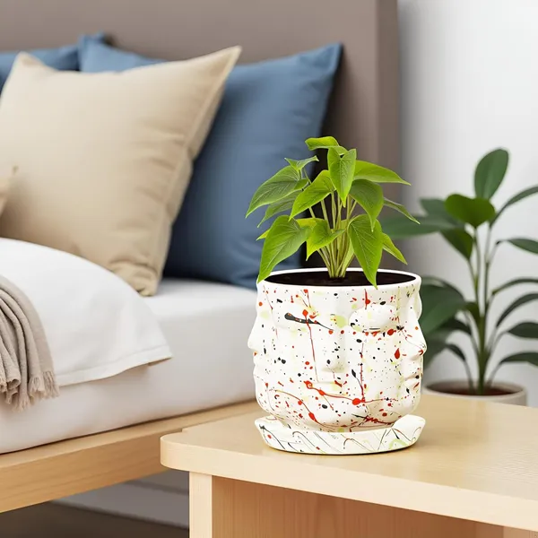 Vivan_Multi_With_Plate_Multi_R4_Ceramic_Pots_For_Indoor_Plants,Planters,Flower,Gamla,Outdoor(Pot-L-10_X_H-10_Cm,Plate-L-13_X_H-2_Cm)