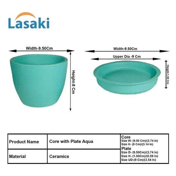Core_With_Plate_Aqua_Ceramic_Pots_For_Indoor_Plants,Planters,Flower,Gamla,Outdoor(Pot-D-9.5_X_H-8.5Cm,Plate-D-9.5_Xh-1.5_Cm)