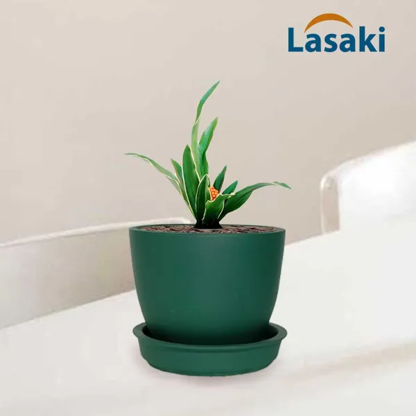 Core_With_Plate_Deep_Jungle_Ceramic_Pots_For_Indoor_Plants,Planters,Flower,Gamla,Outdoor(Pot-D-9.5_X_H-8.5Cm,Plate-D-9.5_Xh-1.5_Cm)