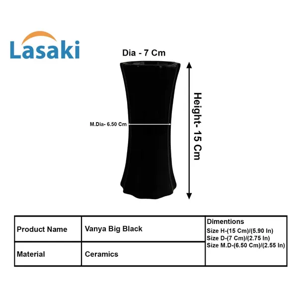 Vanya_Big_Vase_Black_Ceramic_Flower_Vase_For_Living_Room,_Bedroom,_Dining_Table,_Home_Decoration,_Artificial_Flowers|D-_7_X_H_-_15_Cm|