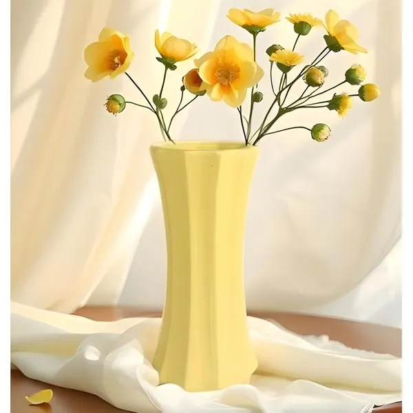Vanya_Big_Vase_Saffron_Ceramic_Flower_Vase_For_Living_Room,_Bedroom,_Dining_Table,_Home_Decoration,_Artificial_Flowers|D-_7_X_H_-_15_Cm|