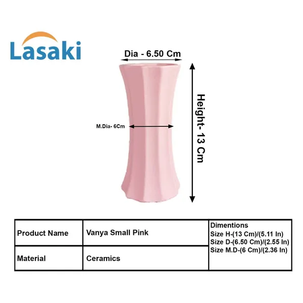 Vanya_Small_Vase_Pink_Ceramic_Flower_Vase_For_Living_Room,_Bedroom,_Dining_Table,_Home_Decoration,_Artificial_Flowers|D-_6.5_X_H_-_13_Cm|