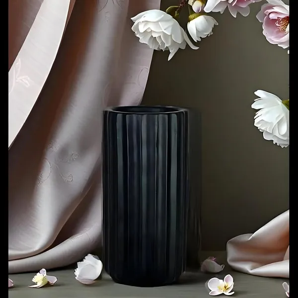 Ayla_Big_Vase_Black_Ceramic_Flower_Vase_For_Living_Room,_Bedroom,_Dining_Table,_Home_Decoration,_Artificial_Flowers|D-_7_X_H_-_15_Cm|
