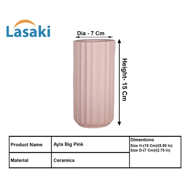 Ayla_Big_Vase_Pink_Ceramic_Flower_Vase_For_Living_Room,_Bedroom,_Dining_Table,_Home_Decoration,_Artificial_Flowers|D-_7_X_H_-_15_Cm|