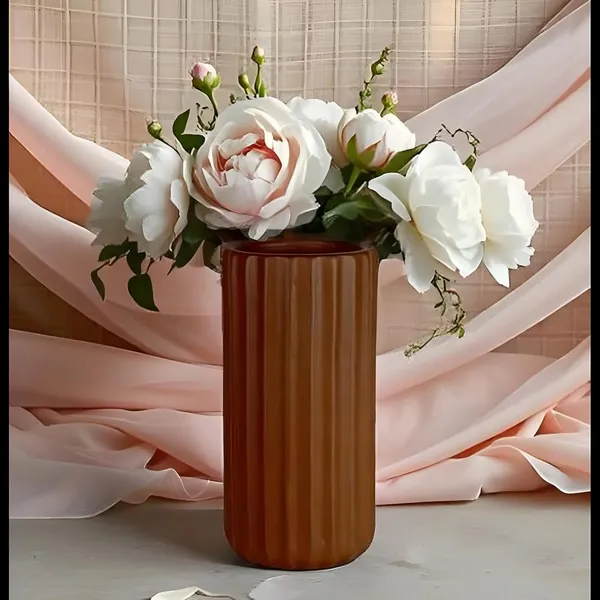 Ayla_Big_Vase_Truffle_Ceramic_Flower_Vase_For_Living_Room,_Bedroom,_Dining_Table,_Home_Decoration,_Artificial_Flowers|D-_7_X_H_-_15_Cm|