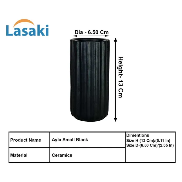 Ayla_Small_Vase_Black_Ceramic_Flower_Vase_For_Living_Room,_Bedroom,_Dining_Table,_Home_Decoration,_Artificial_Flowers|D-_6.5_X_H_-_13_Cm|