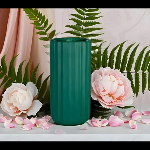 Ayla_Small_Vase_Deep_Jungle_Ceramic_Flower_Vase_For_Living_Room,_Bedroom,_Dining_Table,_Home_Decoration,_Artificial_Flowers|D-_6.5_X_H_-_13_Cm|