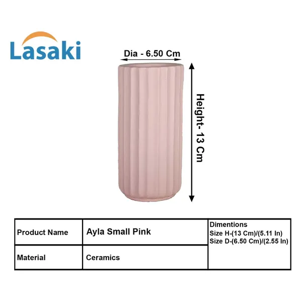 Ayla_Small_Vase_Pink_Ceramic_Flower_Vase_For_Living_Room,_Bedroom,_Dining_Table,_Home_Decoration,_Artificial_Flowers|D-_6.5_X_H_-_13_Cm|