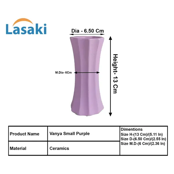 Vanya_Small_Vase_Purple_Ceramic_Flower_Vase_For_Living_Room,_Bedroom,_Dining_Table,_Home_Decoration,_Artificial_Flowers|D-_6.5_X_H_-_13_Cm|