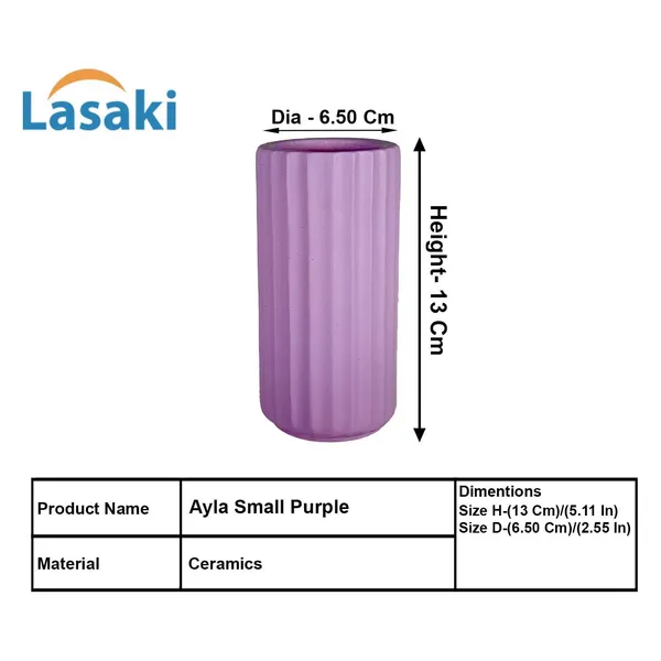 Ayla_Small_Vase_Purple_Ceramic_Flower_Vase_For_Living_Room,_Bedroom,_Dining_Table,_Home_Decoration,_Artificial_Flowers|D-_6.5_X_H_-_13_Cm|