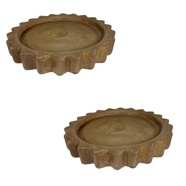 Celty_Tray_Antique_Set_Of_2_|_Round_Ceramic_(Plates/Saucers)_For_Pots,_Planters,_Flowers,_Succulents_|_Decorative_Garden_Accessories_|_(H_-_2.5_X_D_-_14.5_Cm)