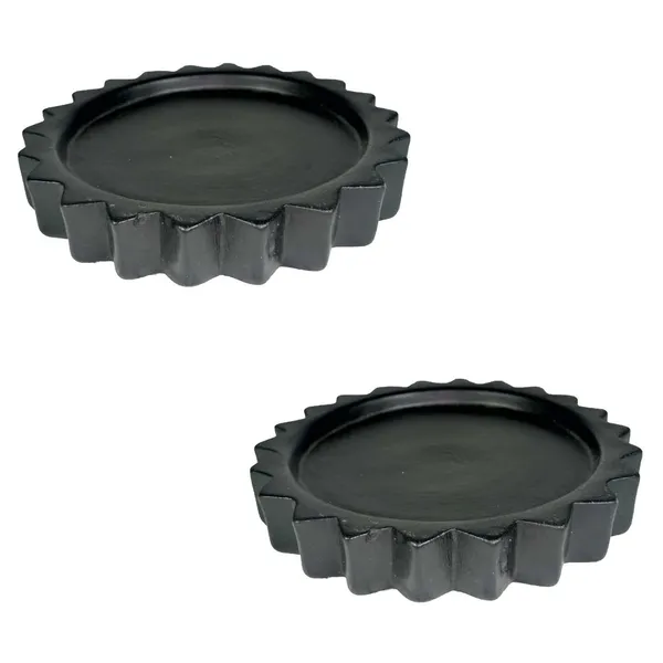 Celty_Tray_Black_Set_Of_2_|_Round_Ceramic_(Plates/Saucers)_For_Pots,_Planters,_Flowers,_Succulents_|_Decorative_Garden_Accessories_|_(H_-_2.5_X_D_-_14.5_Cm)