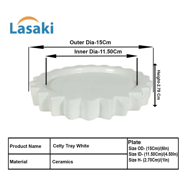 Celty_Tray_White_Set_Of_2_|_Round_Ceramic_(Plates/Saucers)_For_Pots,_Planters,_Flowers,_Succulents_|_Decorative_Garden_Accessories_|_(H_-_2.5_X_D_-_14.5_Cm)