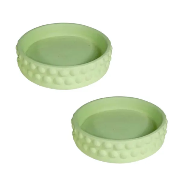 Bubble_Small_Tray_Mint_Set_Of_2_|_Round_Ceramic_(Plates/Saucers)_For_Pots,_Planters,_Flowers,_Succulents_|_Decorative_Garden_Accessories_|_(H_-_3_X_D_-_10.5_Cm)