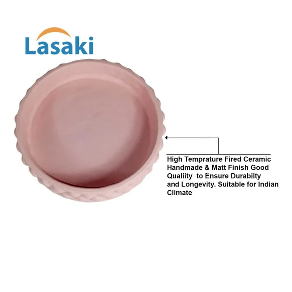 Bubble_Small_Tray_Pink_Set_Of_2_|_Round_Ceramic_(Plates/Saucers)_For_Pots,_Planters,_Flowers,_Succulents_|_Decorative_Garden_Accessories_|_(H_-_3_X_D_-_10.5_Cm)