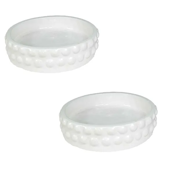 Bubble_Small_Tray_White_Set_Of_2_|_Round_Ceramic_(Plates/Saucers)_For_Pots,_Planters,_Flowers,_Succulents_|_Decorative_Garden_Accessories_|_(H_-_3_X_D_-_10.5_Cm)