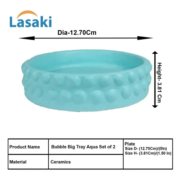 Bubble_Big_Tray_Aqua_Set_Of_2_|_Round_Ceramic_(Plates/Saucers)_For_Pots,_Planters,_Flowers,_Succulents_|_Decorative_Garden_Accessories_|_(H_-_3_X_D_-_13_Cm)
