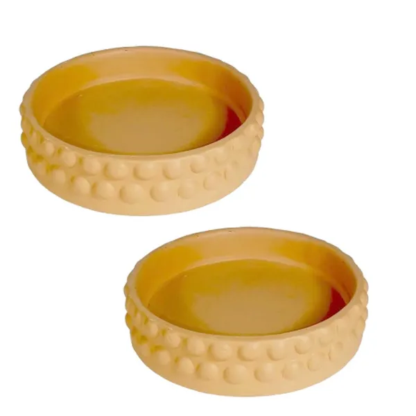 Bubble_Big_Tray_Ginger_Set_Of_2_|_Round_Ceramic_(Plates/Saucers)_For_Pots,_Planters,_Flowers,_Succulents_|_Decorative_Garden_Accessories_|_(H_-_3_X_D_-_13_Cm)