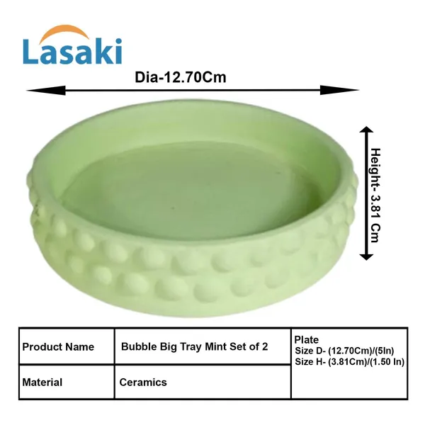 Bubble_Big_Tray_Mint_Set_Of_2_|_Round_Ceramic_(Plates/Saucers)_For_Pots,_Planters,_Flowers,_Succulents_|_Decorative_Garden_Accessories_|_(H_-_3_X_D_-_13_Cm)