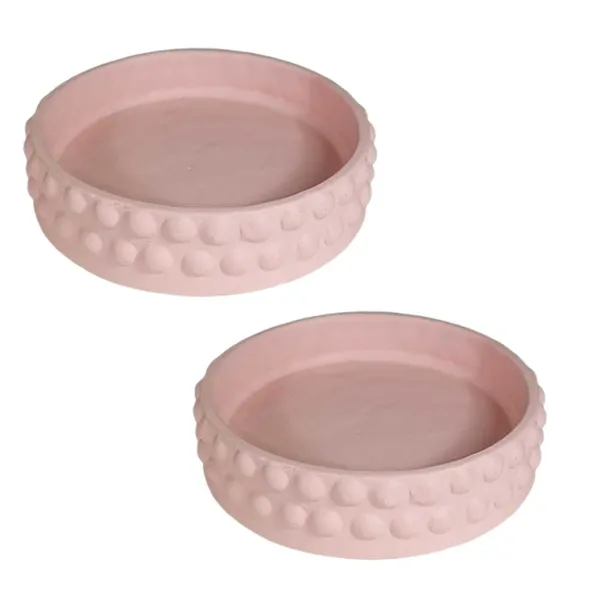 Bubble_Big_Tray_Pink_Set_Of_2_|_Round_Ceramic_(Plates/Saucers)_For_Pots,_Planters,_Flowers,_Succulents_|_Decorative_Garden_Accessories_|_(H_-_3_X_D_-_13_Cm)