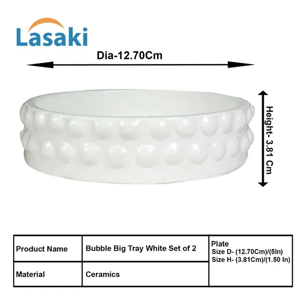 Bubble_Big_Tray_White_Set_Of_2_|_Round_Ceramic_(Plates/Saucers)_For_Pots,_Planters,_Flowers,_Succulents_|_Decorative_Garden_Accessories_|_(H_-_3_X_D_-_13_Cm)