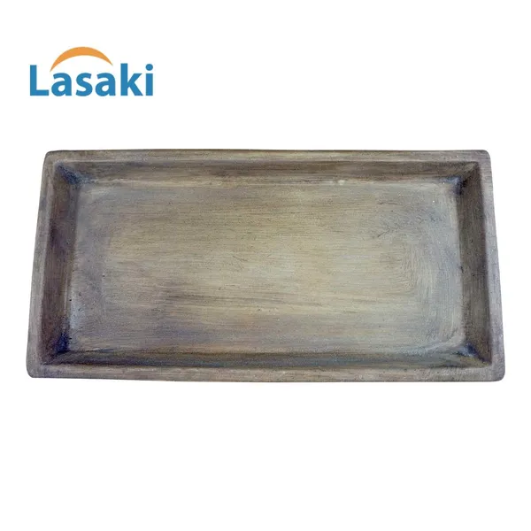 Slato_Tray_Antique_Set_Of_2_|_Rectangle_Ceramic(Plates/Saucers)_For_Pots,Planters,Flowers,Succulents|Decorative_Garden_Accessories|(L_-_23.5_X_W_-_11.5_X_H_-_2.5_Cm)