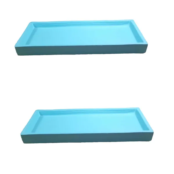 Slato_Tray_Aqua_Set_Of_2_|_Rectangle_Ceramic(Plates/Saucers)_For_Pots,Planters,Flowers,Succulents|Decorative_Garden_Accessories|(L_-_23.5_X_W_-_11.5_X_H_-_2.5_Cm)