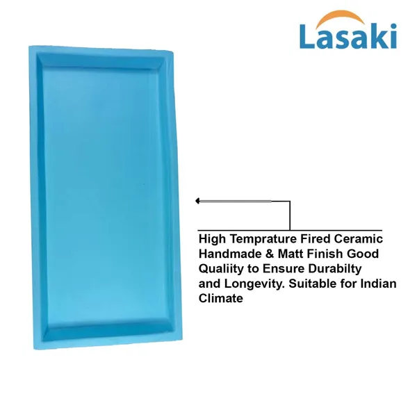 Slato_Tray_Aqua_Set_Of_2_|_Rectangle_Ceramic(Plates/Saucers)_For_Pots,Planters,Flowers,Succulents|Decorative_Garden_Accessories|(L_-_23.5_X_W_-_11.5_X_H_-_2.5_Cm)