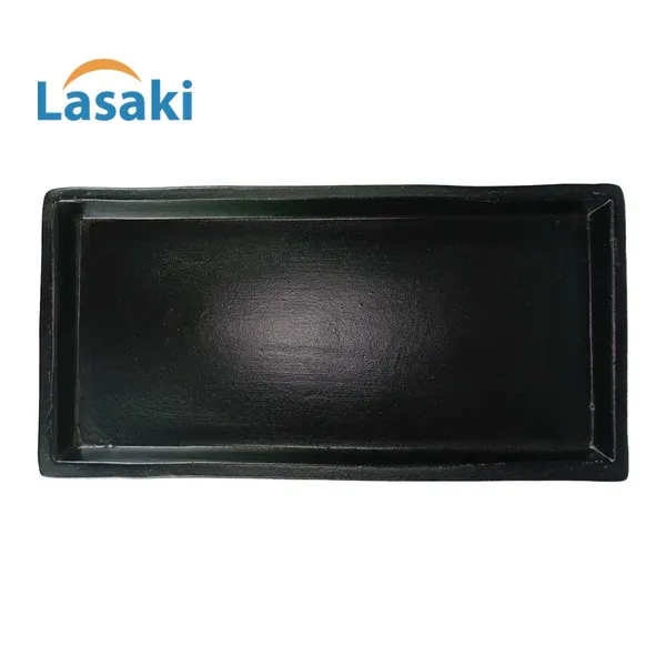 Slato_Tray_Black_Set_Of_2_|_Rectangle_Ceramic(Plates/Saucers)_For_Pots,Planters,Flowers,Succulents|Decorative_Garden_Accessories|(L_-_23.5_X_W_-_11.5_X_H_-_2.5_Cm)