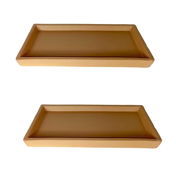 Slato_Tray_Ginger_Set_Of_2_|_Rectangle_Ceramic(Plates/Saucers)_For_Pots,Planters,Flowers,Succulents|Decorative_Garden_Accessories|(L_-_23.5_X_W_-_11.5_X_H_-_2.5_Cm)