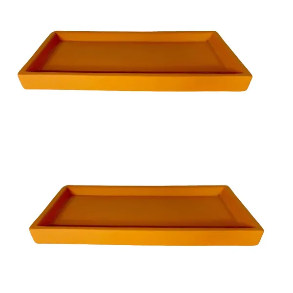 Slato_Tray_Lily_Set_Of_2_|_Rectangle_Ceramic(Plates/Saucers)_For_Pots,Planters,Flowers,Succulents|Decorative_Garden_Accessories|(L_-_23.5_X_W_-_11.5_X_H_-_2.5_Cm)