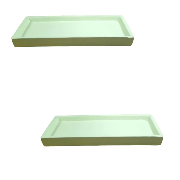 Slato_Tray_Mint_Set_Of_2_|_Rectangle_Ceramic(Plates/Saucers)_For_Pots,Planters,Flowers,Succulents|Decorative_Garden_Accessories|(L_-_23.5_X_W_-_11.5_X_H_-_2.5_Cm)