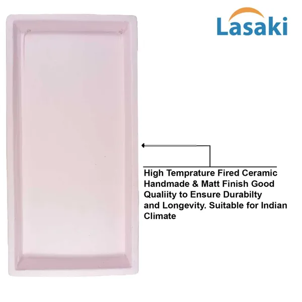 Slato_Tray_Pink_Set_Of_2_|_Rectangle_Ceramic(Plates/Saucers)_For_Pots,Planters,Flowers,Succulents|Decorative_Garden_Accessories|(L_-_23.5_X_W_-_11.5_X_H_-_2.5_Cm)