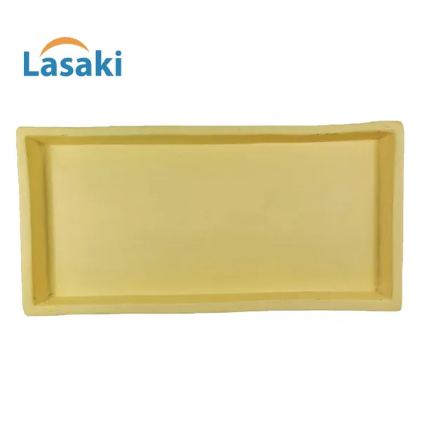 Slato_Tray_Saffron_Set_Of_2_|_Rectangle_Ceramic(Plates/Saucers)_For_Pots,Planters,Flowers,Succulents|Decorative_Garden_Accessories|(L_-_23.5_X_W_-_11.5_X_H_-_2.5_Cm)