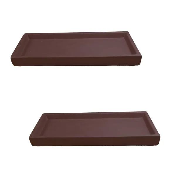 Slato_Tray_Truffle_Set_Of_2_|_Rectangle_Ceramic(Plates/Saucers)_For_Pots,Planters,Flowers,Succulents|Decorative_Garden_Accessories|(L_-_23.5_X_W_-_11.5_X_H_-_2.5_Cm)