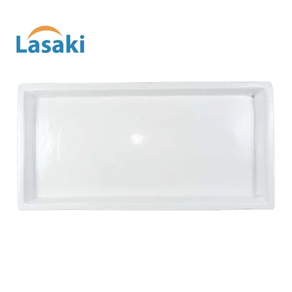 Slato_Tray_White_Set_Of_2_|_Rectangle_Ceramic(Plates/Saucers)_For_Pots,Planters,Flowers,Succulents|Decorative_Garden_Accessories|(L_-_23.5_X_W_-_11.5_X_H_-_2.5_Cm)