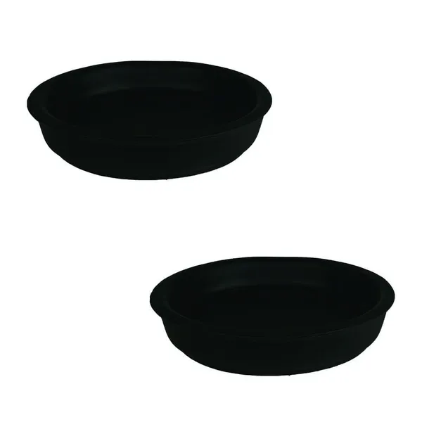 Plate_Circular_3_Inch_Black_R3_Set_Of_2_|_Round_Ceramic(Plates/Saucers)_For_Pots,Planters,Flowers,Succulents|Decorative_Garden_Accessories|(H_-_1.5_X_D_-_9.5_Cm)