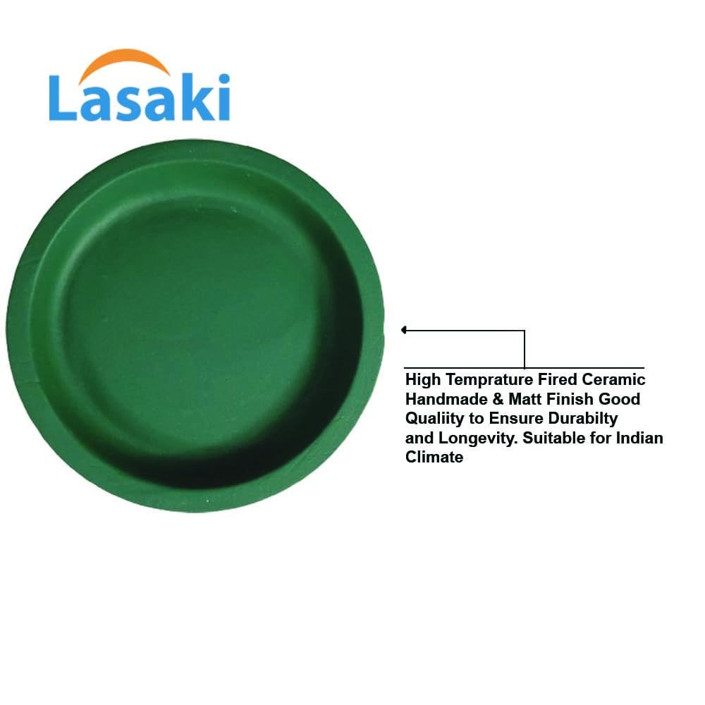 Plate_Circular_3_Inch_Deep_Jungle_R3_Set_Of_2_|_Round_Ceramic(Plates/Saucers)_For_Pots,Planters,Flowers,Succulents|Decorative_Garden_Accessories|(H_-_1.5_X_D_-_9.5_Cm)