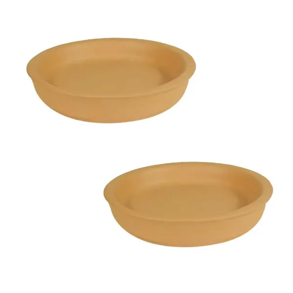 Plate_Circular_3_Inch_Ginger_R3_Set_Of_2_|_Round_Ceramic(Plates/Saucers)_For_Pots,Planters,Flowers,Succulents|Decorative_Garden_Accessories|(H_-_1.5_X_D_-_9.5_Cm)