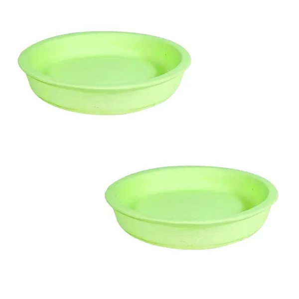 Plate_Circular_3_Inch_Mint_R3_Set_Of_2_|_Round_Ceramic(Plates/Saucers)_For_Pots,Planters,Flowers,Succulents|Decorative_Garden_Accessories|(H_-_1.5_X_D_-_9.5_Cm)