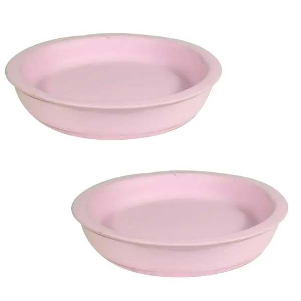 Plate_Circular_3_Inch_Pink_R3_Set_Of_2_|_Round_Ceramic(Plates/Saucers)_For_Pots,Planters,Flowers,Succulents|Decorative_Garden_Accessories|(H_-_1.5_X_D_-_9.5_Cm)