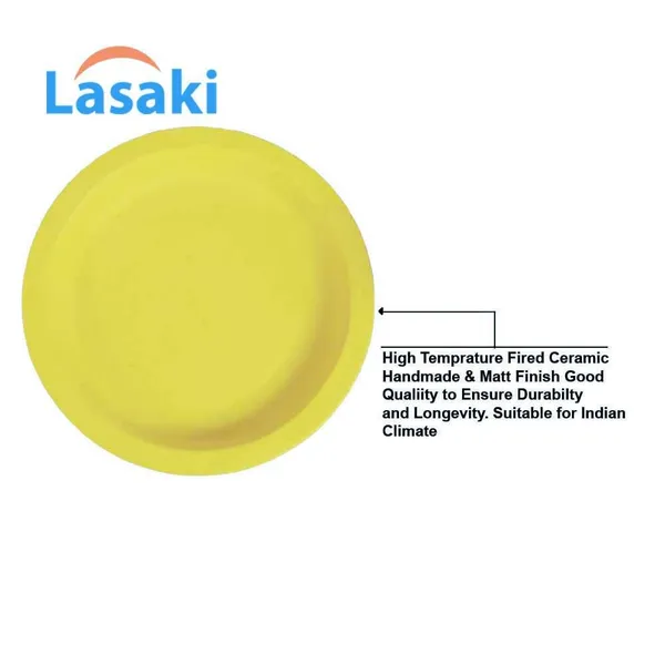 Plate_Circular_3_Inch_Saffron_R3_Set_Of_2_|_Round_Ceramic(Plates/Saucers)_For_Pots,Planters,Flowers,Succulents|Decorative_Garden_Accessories|(H_-_1.5_X_D_-_9.5_Cm)