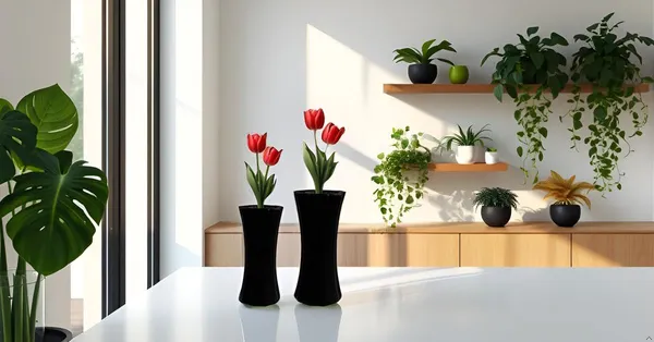 Vanya_Set_Of_2_Vase_Black_Ceramic_Flower_Vase_For_Living_Room,Bedroom,Dining_Table,Home_Decoration,Artificial_Flowers|Big:D-_7_X_H_-_15_Cm,_Small:D-_6.5_X_H_-_13_Cm|