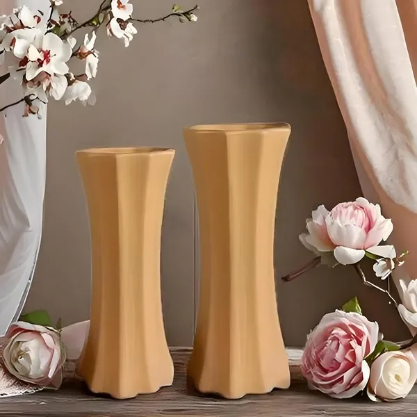Vanya_Set_Of_2_Vase_Ginger_Ceramic_Flower_Vase_For_Living_Room,Bedroom,Dining_Table,Home_Decoration,Artificial_Flowers|Big:D-_7_X_H_-_15_Cm,_Small:D-_6.5_X_H_-_13_Cm|