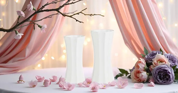 Vanya_Set_Of_2_Vase_White_Ceramic_Flower_Vase_For_Living_Room,Bedroom,Dining_Table,Home_Decoration,Artificial_Flowers|Big:D-_7_X_H_-_15_Cm,_Small:D-_6.5_X_H_-_13_Cm|