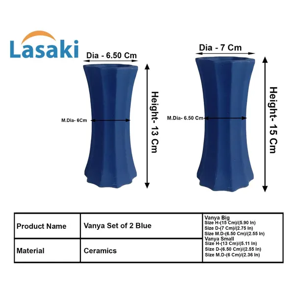Vanya_Set_Of_2_Vase_Blue_Ceramic_Flower_Vase_For_Living_Room,Bedroom,Dining_Table,Home_Decoration,Artificial_Flowers|Big:D-_7_X_H_-_15_Cm,_Small:D-_6.5_X_H_-_13_Cm|