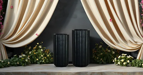 Ayla_Set_Of_2_Vase_Black_Ceramic_Flower_Vase_For_Living_Room,Bedroom,Dining_Table,Home_Decoration,Artificial_Flowers|Big:D-_7_X_H_-_15_Cm,_Small:D-_6.5_X_H_-_13_Cm|