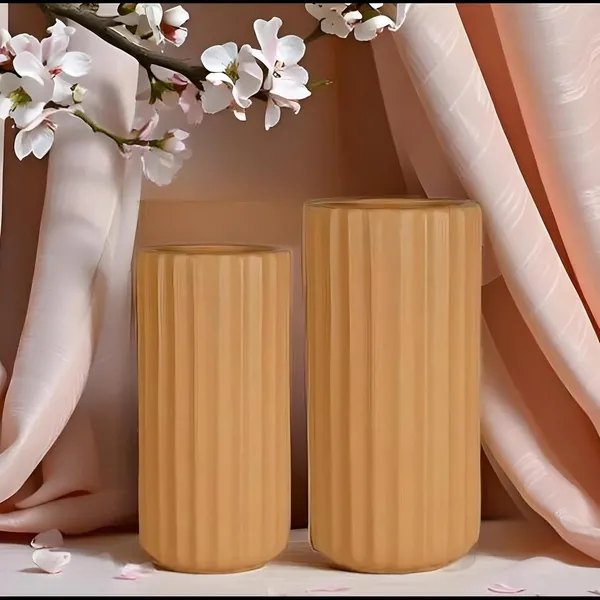 Ayla_Set_Of_2_Vase_Ginger_Ceramic_Flower_Vase_For_Living_Room,Bedroom,Dining_Table,Home_Decoration,Artificial_Flowers|Big:D-_7_X_H_-_15_Cm,_Small:D-_6.5_X_H_-_13_Cm|